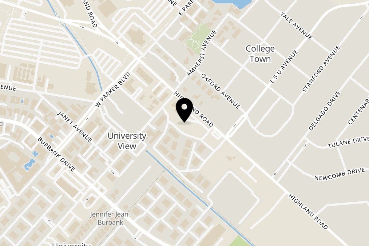 Map showing the location of New York Bagel Company Highland on 4350 highland Rd. in Baton Rouge